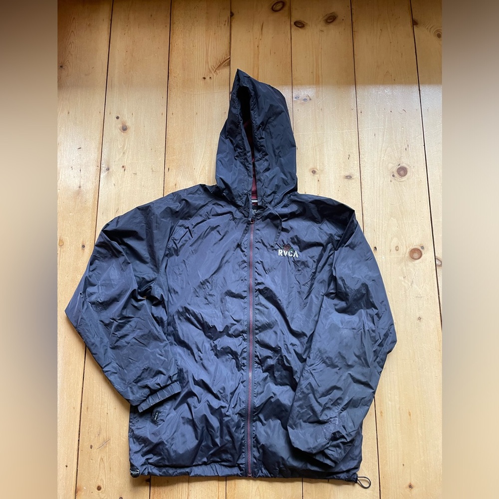 RVCA Men's Navy Hooded Windbreaker Xl